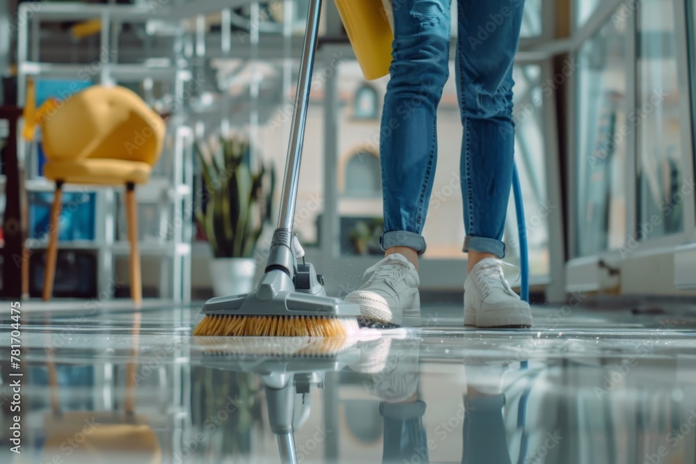 Mopping floors with foam Mopping floors with foam