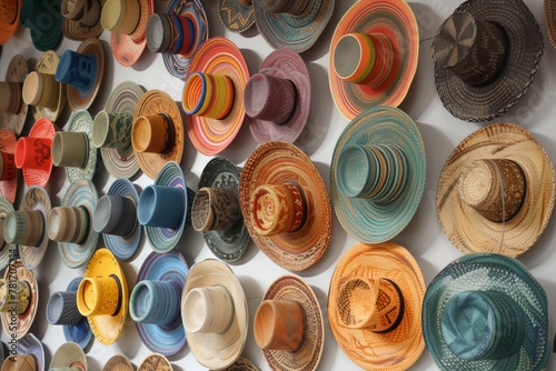 colorful beach hats