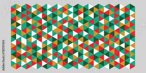Geometric vector seamless pattern with triangle shapes. Modern mosaic background in retro style. © Kholil