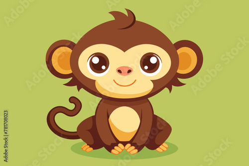 Cute monkey silhouette vector art illustration