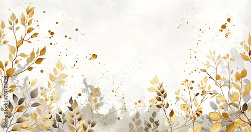 Golden leaves on a white backdrop, in the Japanese style, for your design.