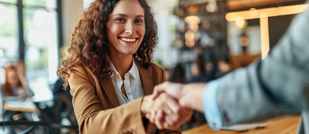 Service handshake. Business people shake hands. Business people in companies shake hands during meetings and collaborations in the office Service handshake. Business people shake hands. Business people in companies shake hands during meetings and collaborations in the office