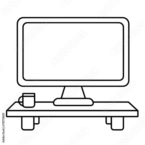 Vector outline icon of a computer monitor for tech designs.