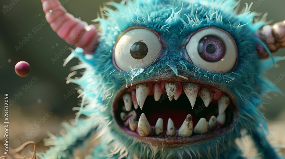 Cute and funny 3d monster, generative ai Cute and funny 3d monster, generative ai