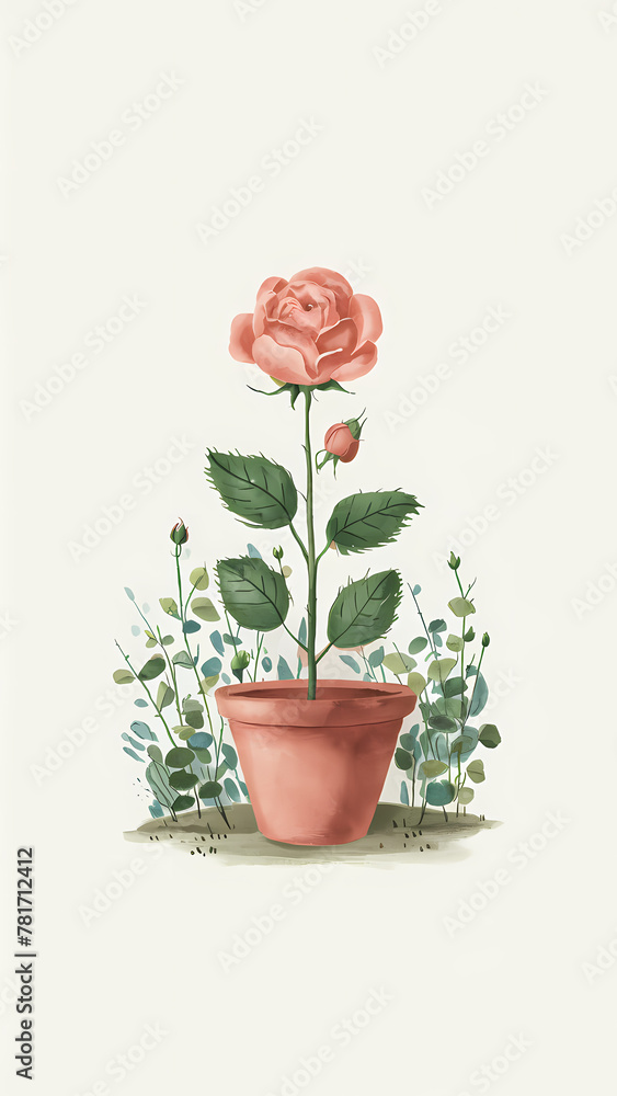 peach rose in a pot