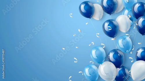 Celebration party banner with Blue color balloons background. Sale illustration. Grand Opening Card luxury greeting rich.