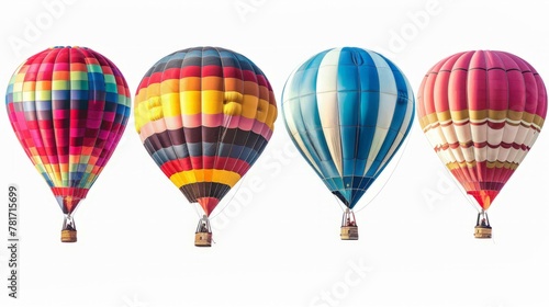 colorful hot air balloons isolated on white background