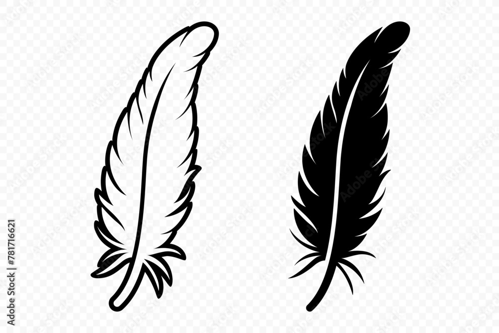 Vector Black and White Fluffy Feather Logo Icons. Silhouette Feather Set Closeup Isolated. Design Template of Flamingo, Angel, Bird Feather. Lightness and Freedom Concept Vector Black and White Fluffy Feather Logo Icons. Silhouette Feather Set Closeup Isolated. Design Template of Flamingo, Angel, Bird Feather. Lightness and Freedom Concept