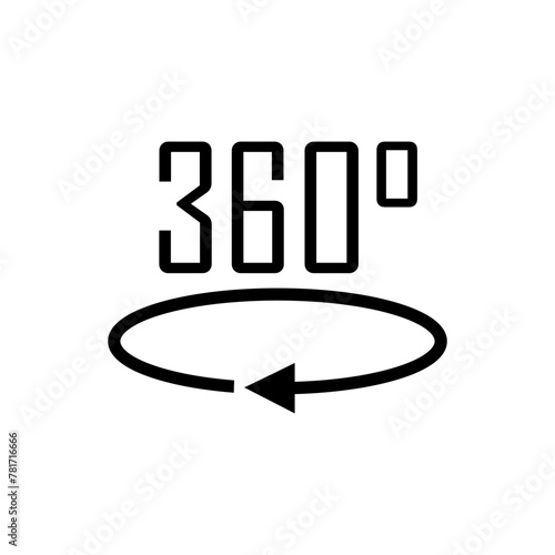 360° Icon. Rotate Arrow, Virtual Reality. Panoramic, Wide Degree Symbol. ===== 