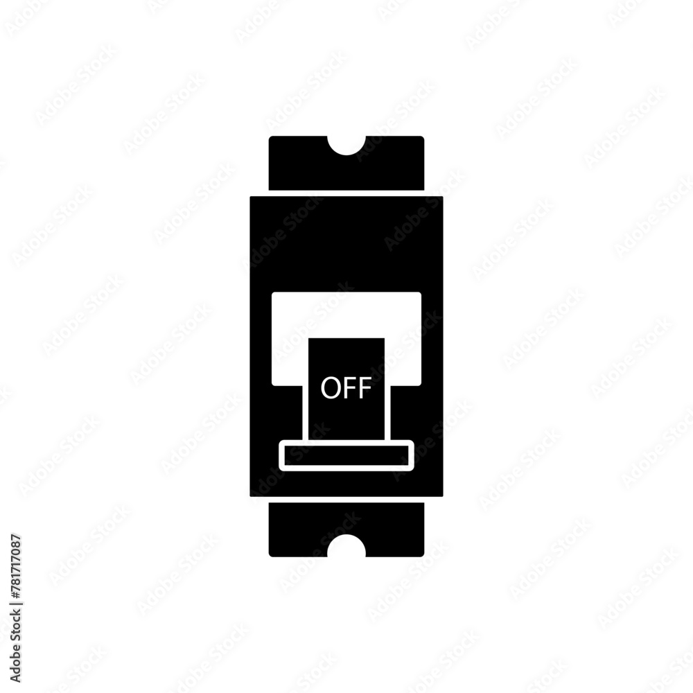 Circuit Breaker Icon. Switch, Electrical Element Symbol.