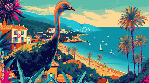 Ostrich Odyssey: Majestic Majorca Meets Artistic Innovation