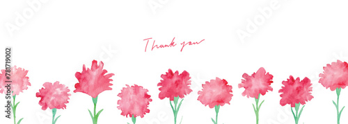 水彩画。水彩タッチのカーネーションベクターイラスト。母の日のカーネーションイラスト。Watercolor painting. Carnation vector illustration with watercolor touch. Mother's day carnation illustration.