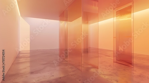 Digital orange pink surreal art installation poster PPT background