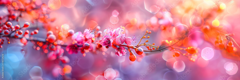 Blossoming Pink Flowers, Springtime Freshness, Cherry Blossom Beauty, Soft and Bright Nature Scene Blossoming Pink Flowers, Springtime Freshness, Cherry Blossom Beauty, Soft and Bright Nature Scene