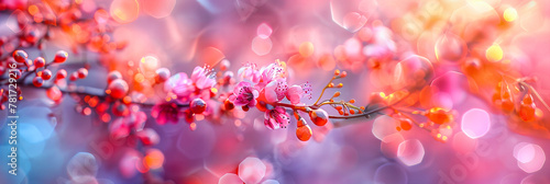 Blossoming Pink Flowers  Springtime Freshness  Cherry Blossom Beauty  Soft and Bright Nature Scene