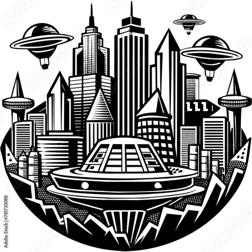        Future city vector illustration.

