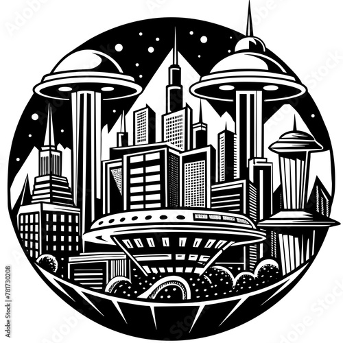       Future city vector illustration.
