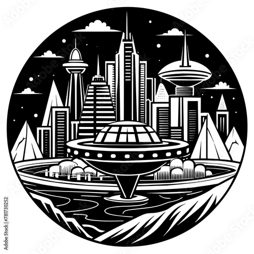        Future city vector illustration.
