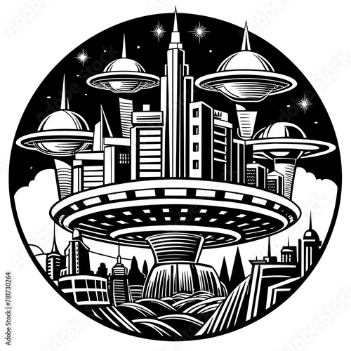        Future city vector illustration.

