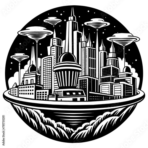        Future city vector illustration.
