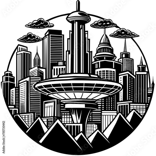        Future city vector illustration.
