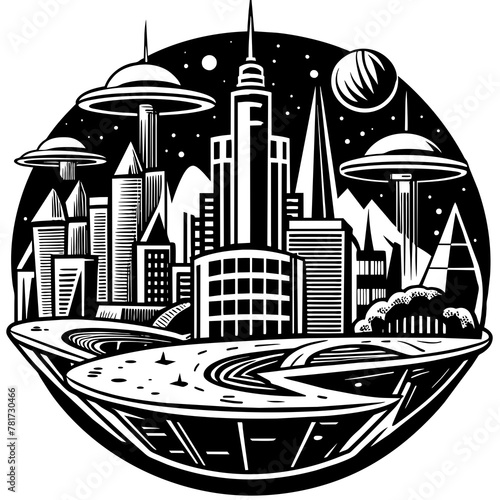        Future city vector illustration.
