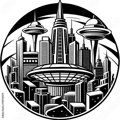        Future city vector illustration.
