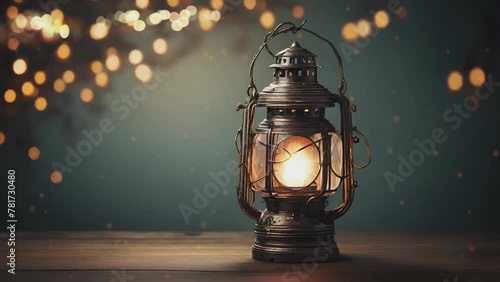 old lantern with bokeh background photo
