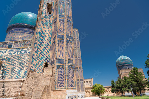 Architectural details of Bibi-Khanym Mosque in Samarkand, Uzbekistan photo