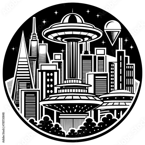        Future city vector illustration.
