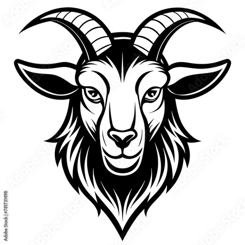head of a goat mascot,goat silhouette,vector,icon,svg,characters,Holiday t shirt,black goat Hand drawn trendy logo Vector illustration,peacock on a white background,eps,png