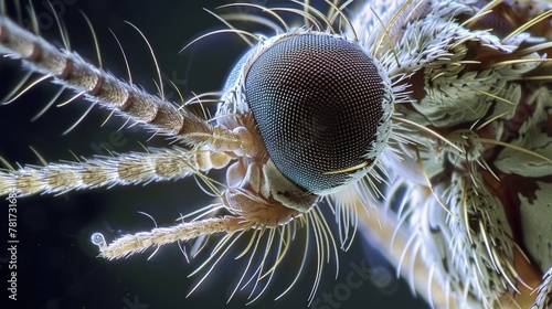 An enlarged view of a mosquitos proboscis showcasing the microscopic barbs and sensory that aid in ing and navigation. photo
