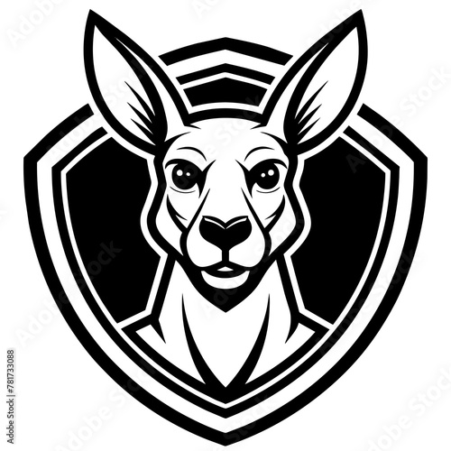 head of a kangaroo mascot,kangaroo silhouette,vector,icon,svg,characters,Holiday t shirt,black kangaroo Hand drawn trendy logo Vector illustration,peacock on a white background,eps,png
