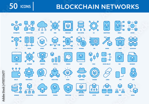 Blockchain Networks Icons Collection For Business, Marketing, Promotion In Your Project. Easy To Use, Transparent Background, Easy To Edit And Simple Vector Icons
