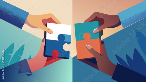 A closeup of two hands trying to fit two different puzzle pieces together but they just dont quite match up symbolizing the difficulty of