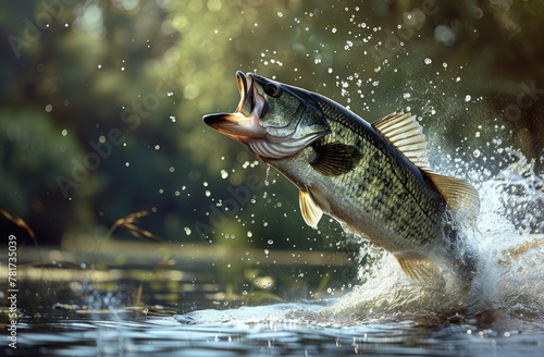 A large mouth bass jumping out of the water