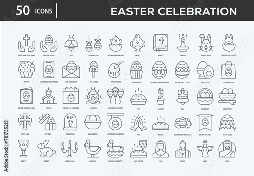 Easter Celebration Icons Collection For Business, Marketing, Promotion In Your Project. Easy To Use, Transparent Background, Easy To Edit And Simple Vector Icons
