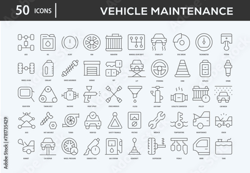 Vehicle Maintenance Icons Collection For Business, Marketing, Promotion In Your Project. Easy To Use, Transparent Background, Easy To Edit And Simple Vector Icons