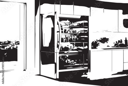 black and white illustration of refregerator photo