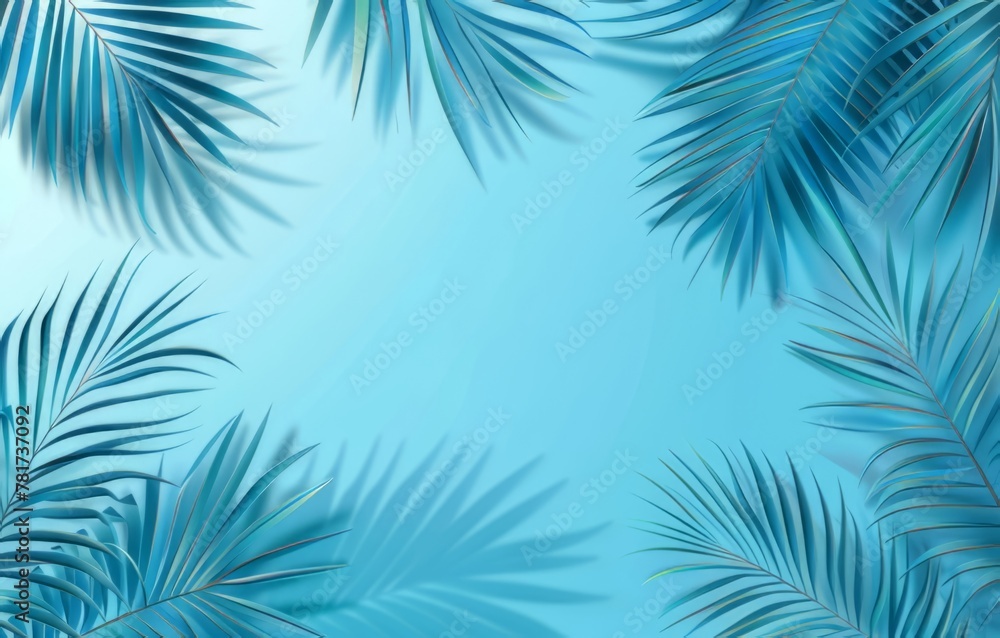 Light blue background with palm shadows