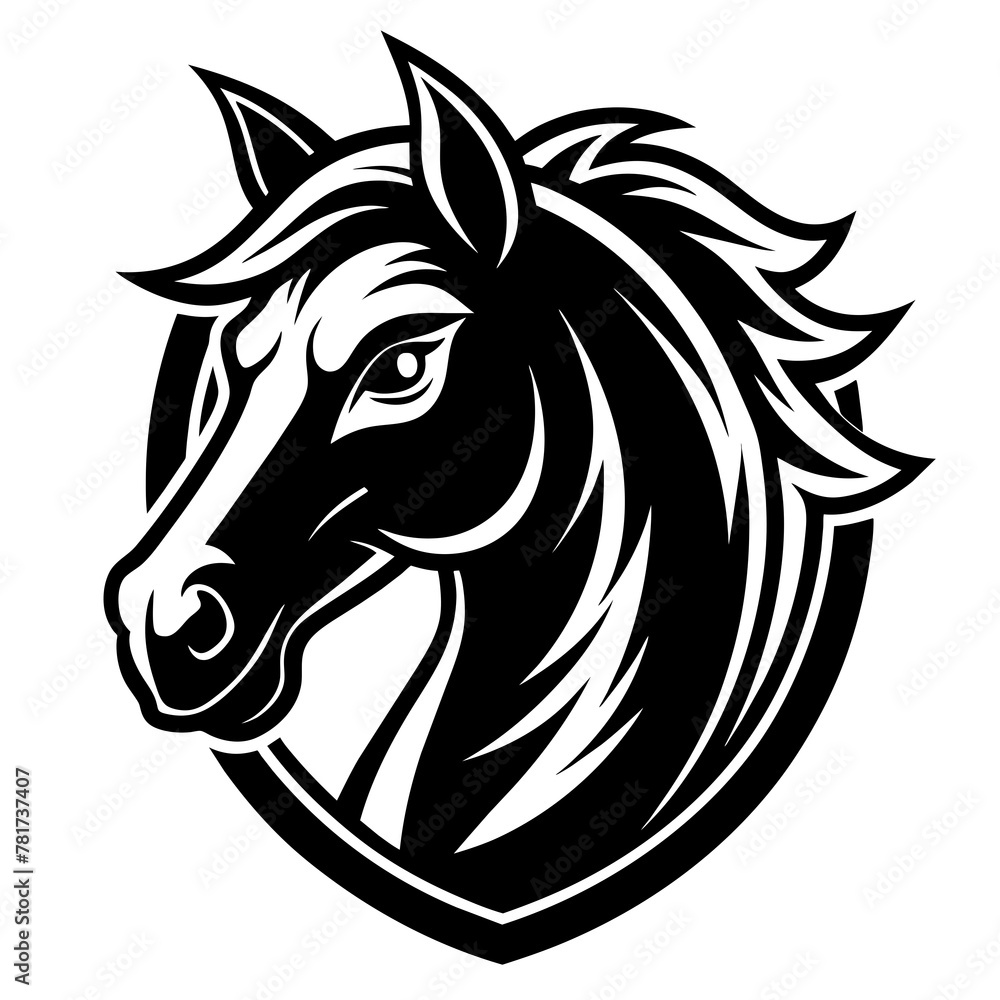 head of a horse mascot,cow silhouette,horse vector,icon,svg,characters,Holiday t shirt,black cow horse drawn trendy logo Vector illustration,horse on a white background,eps,png