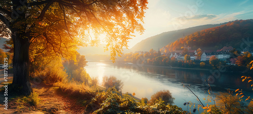 View onto  and idyllic landscape near Heidelberg, AI Generative. © Miry Haval