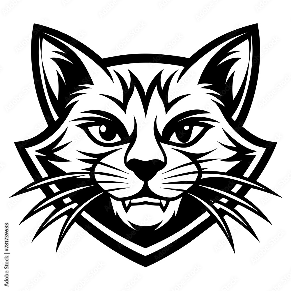 Fototapeta premium head of a cat mascot,cat silhouette,cat face vector,icon,svg,characters,Holiday t shirt,black cat face drawn trendy logo Vector illustration,wolf on a white background,eps,png