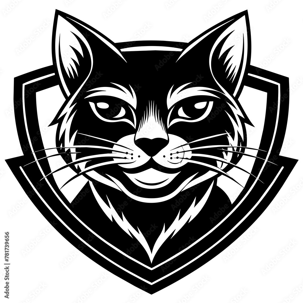Obraz premium head of a cat mascot,cat silhouette,cat face vector,icon,svg,characters,Holiday t shirt,black cat face drawn trendy logo Vector illustration,wolf on a white background,eps,png