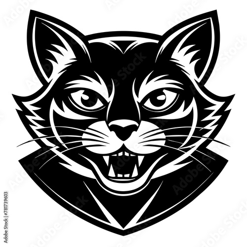 head of a cat mascot,cat silhouette,cat face vector,icon,svg,characters,Holiday t shirt,black cat face drawn trendy logo Vector illustration,wolf on a white background,eps,png