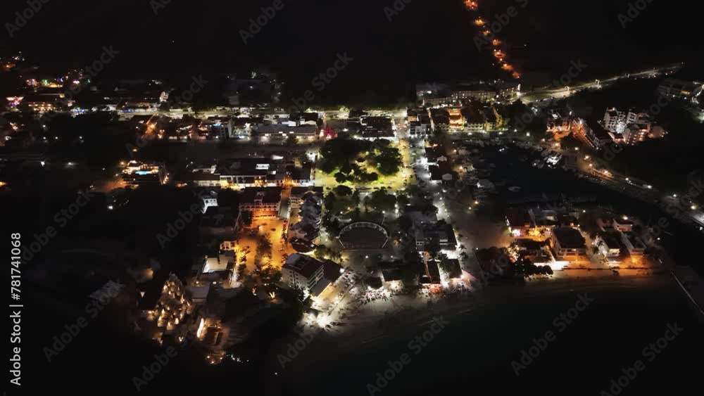 Aerial night view on a spring night in Huatulco, Oaxaca Aerial night view on a spring night in Huatulco, Oaxaca
