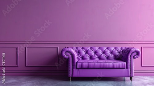 An elegant soft purple sofa in a purple room.