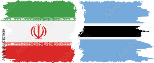 Botswana and Iran grunge flags connection vector