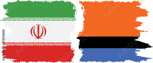 Chagos and Iran grunge flags connection vector photo