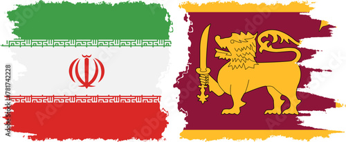 Sri Lanka and Iran grunge flags connection vector